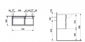 Тумба під раковину Laufen IL Bagno Alessi One 73,2х32х47,3 см шпон волоський горіх H4244500976301