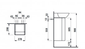 Тумба під раковину Laufen Ino 27,8х29,8х60,5 см петлі зліва ДСП/алюміній білий матовий H4253010301701