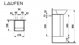 Тумба под раковину Laufen Ino 27,8х29,8х60,5 см петли справа ДСП/алюминий/шпон темный орех H4253020301711