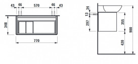 Тумба под раковину Laufen Ino 77х34,8х35,5 см ДСП/алюминий белый матовый H4254010301701