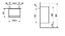 Тумба под раковину Laufen Kartell 43,3х33,1 см петли справа МДФ охра H4075040336431