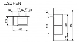 Тумба під раковину Laufen Kartell 44х27 см петлі праворуч МДФ сіра галька H4075180336411