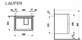 Тумба под раковину Laufen Kartell 58х45 см МДФ темно-серый H4075680336421