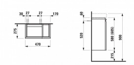 Тумба под раковину Laufen Pro S подвесная 47х27,5 см полка справа МДФ светлый дуб H4830010954791