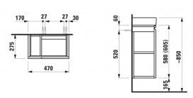 Тумба под раковину Laufen Pro S подвесная 47х27,5 см полка слева МДФ светлый дуб H4830020954791