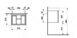 Тумба под раковину Laufen Pro S подвесная 51х37,2 см МДФ графит H4830210954801