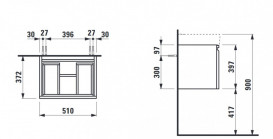 Тумба під раковину Laufen Pro S підвісна 51х37,2 см МДФ графіт H4830220954801