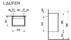 Тумба під раковину Laufen Pro S підвісна 41,5х32,1 см петлі праворуч МДФ білий H4833020964631