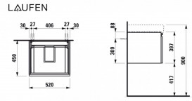 Тумба под раковину Laufen Pro S подвесная 52х45 см МДФ белый глянцевый H4833520964751
