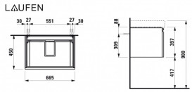 Тумба под раковину Laufen Pro S подвесная 66,5х45 см МДФ светлый дуб H4834520964791