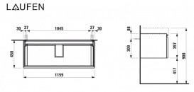 Тумба под раковину Laufen Pro S подвесная 115,9х45 см МДФ белый H4835620964631