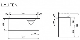 Тумба под раковину Laufen Sonar 120 см с отверстием справа МДФ/ДСП/керамогранит золото/черный мрамор H4054530341401