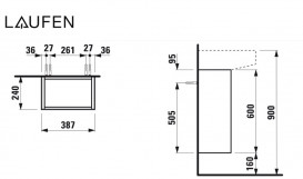 Тумба под раковину Laufen Sonar 38,7х24 см петли слева МДФ/ДСП золото H4054810340401