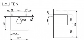 Тумба под раковину Laufen Sonar 60 см с отверстием под раковину и смеситель МДФ/ДСП/керамогранит титан/черный мрамор H4054050341421