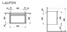 Тумба под раковину Laufen Space подвесная 63,6х40,8 см HPL темный вяз H4101621601031