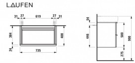 Тумба под раковину Laufen Space подвесная 73,5х40,8 см HPL светлый орех H4101821601011