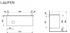 Тумба под раковину Laufen The New Classic 120 см вырез слева ДСП/шпон черненый дуб H4060830856281