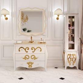 Тумба под раковину Marsan Arlette 1200 МДФ белый/золото Arlette1200goldr