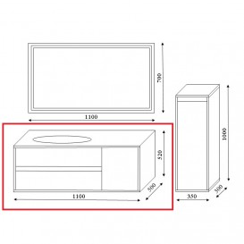 Тумба под раковину Marsan Armel 1100 правая/левая акриловый камень белый матовый Armel1100L/R