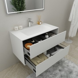 Тумба под раковину Marsan Armel 900 акриловый камень белый матовый Armel900