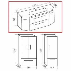 Тумба під раковину Marsan Aurore 1100 МДФ баклажан Aurore1100баклажан
