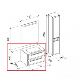 Тумба под раковину Marsan Aurore 750 МДФ баклажан Aurore750баклажан
