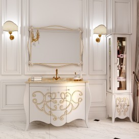 Тумба під раковину Marsan Bernarde 1200 МДФ білий/золото Bernarde1200goldk