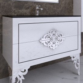 Тумба под раковину Marsan Christine 1000 МДФ белый/серебро Christine1000whites