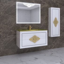 Тумба под раковину Marsan Christine 1000 МДФ белый/золото Christine1000whiteg