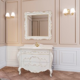 Тумба под раковину Marsan Felicie 1110 дерево/МДФ белый/золото Felicie1110gold