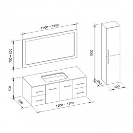 Тумба під раковину Marsan Gabrielle-1 1500 МДФ білий Gabrielle-11500белий