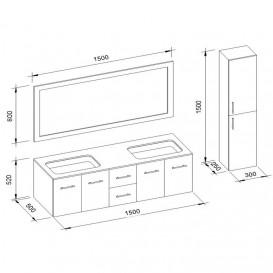 Тумба під раковину Marsan Gabrielle-2 1500 МДФ білий Gabrielle-21500белий