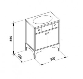 Тумба под раковину Marsan Jacqueline 900 дерево/МДФ белый/золото Jacqueline900whiteg