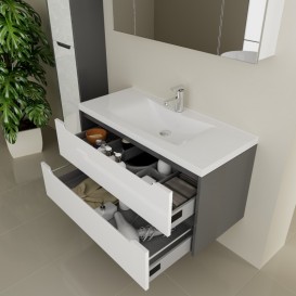 Тумба под раковину Marsan Louise 600 МДФ белый/графит Louise600w/g