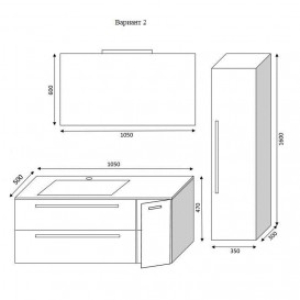 Тумба под раковину Marsan Oscar 1050x500 правая/левая МДФ черный Oscar1050x500черный