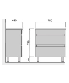 Тумба під раковину Мийдодір MoonShine 80 ST зі стільницею 78х44 см ДСП білий глянець 00-0008193