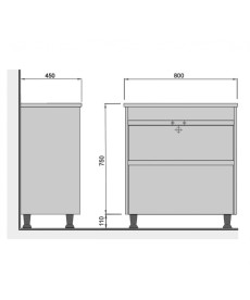 Тумба под раковину Мойдодыр Prime 80 ST со столешницей 80х45 см ДСП/МДФ белый глянец 00-0008187