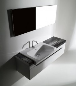 Тумба под раковину на 60 см подвесная Kerasan Inka ДСП белый глянец 911101