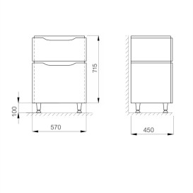 Тумба под раковину напольная Sanwerk Alessa 57х45 см МДФ белый/венге TV0000293