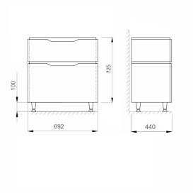Тумба під раковину підлогова Sanwerk Alessa 69,2х44 см МДФ білий/венге TV0000110