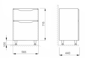Тумба под раковину напольная Sanwerk Liga 56,5х44 см МДФ белый/дерево мессина TV0000207
