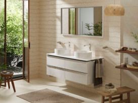 Тумба під раковину підвісна Hansgrohe Xelu Q 136х55 см МДФ білий глянсовий ручки хром 54086000