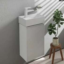 Тумба под раковину подвесная Hansgrohe Xevolos E 34х25 см петли слева матовый белый/белый 54166320