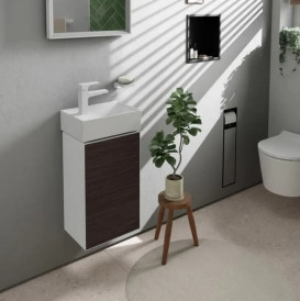 Тумба під раковину підвісна Hansgrohe Xevolos E 34х25 см петлі зліва матовий білий/темний дуб 54166730