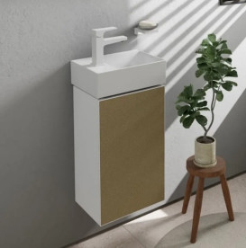 Тумба под раковину подвесная Hansgrohe Xevolos E 34х25 см петли справа матовый белый/узорчатая бронза 54169390