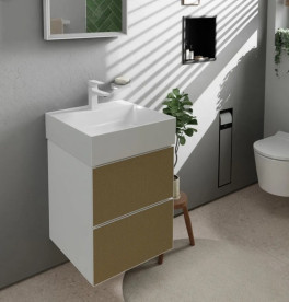 Тумба під раковину підвісна Hansgrohe Xevolos E 48х47,5 см матовий білий/візерункова бронза 54172390