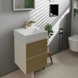 Тумба под раковину подвесная Hansgrohe Xevolos E 48х47,5 см песочно-бежевый матовый/узорчатая бронза 54173390