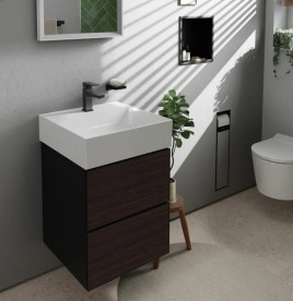 Тумба під раковину підвісна Hansgrohe Xevolos E 48х47, 5 см сланцево-сірий матовий/темний дуб 54174730