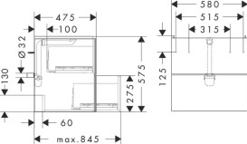 Тумба під раковину підвісна Hansgrohe Xevolos E 58х47,5 см матовий білий/білий 54175320