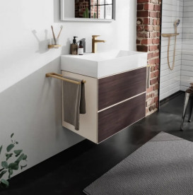 Тумба під раковину підвісна Hansgrohe Xevolos E 78х47,5 см піщано-бежевий матовий/темний дуб 54179730